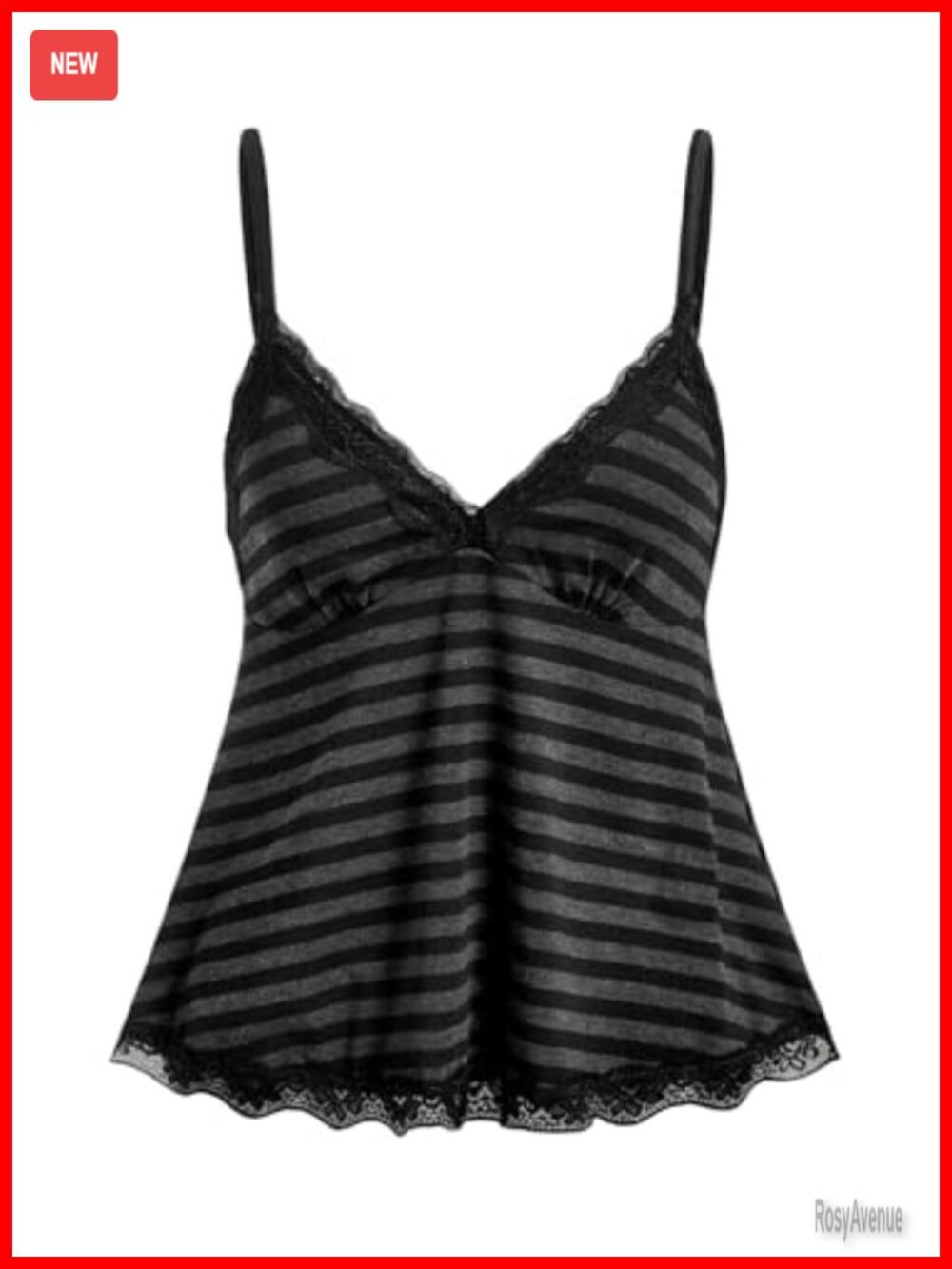 SOLY HUX Womens Y2K Lace Cami Striped Cute Babydoll Top
